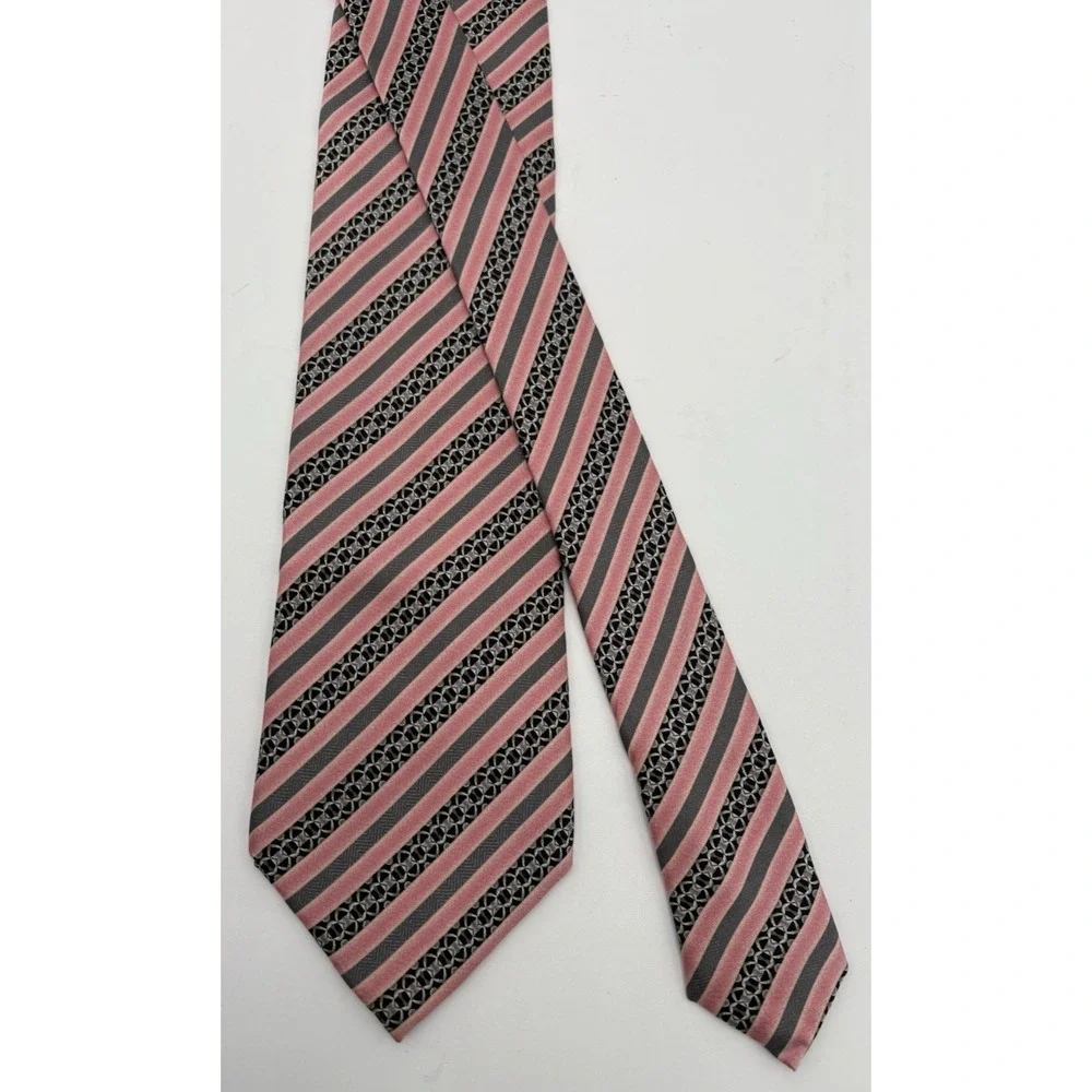 Pink Tie 100% Silk Italian Tie Pink Fabio Caviglia Striped Designer EUC